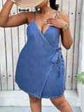 Vestido Jeans Transpassado Plus Size Lauren
