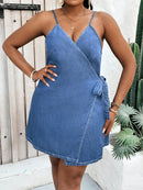 Vestido Jeans Transpassado Plus Size Lauren