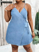 Vestido Jeans Transpassado Plus Size Lauren