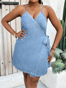 Vestido Jeans Transpassado Plus Size Lauren