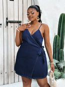 Vestido Jeans Transpassado Plus Size Lauren