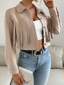 Jaqueta De Franja Cropped