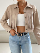 Jaqueta De Franja Cropped