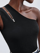 Blusa Manga Única Detalhe Em Zíper