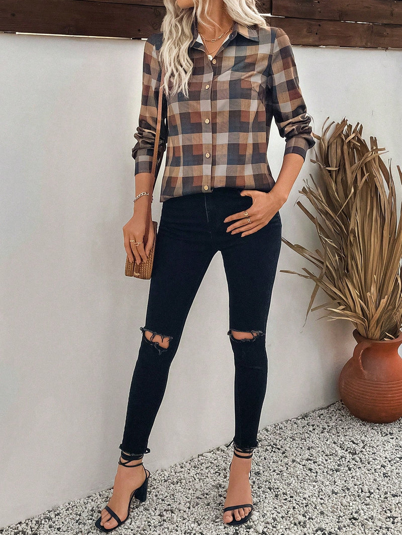 Camisa Xadrez Cores Do Outono