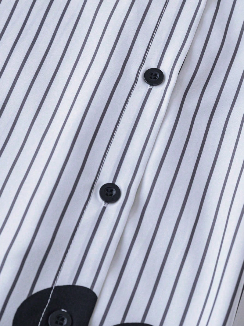 Camisa Listrada Com Flores