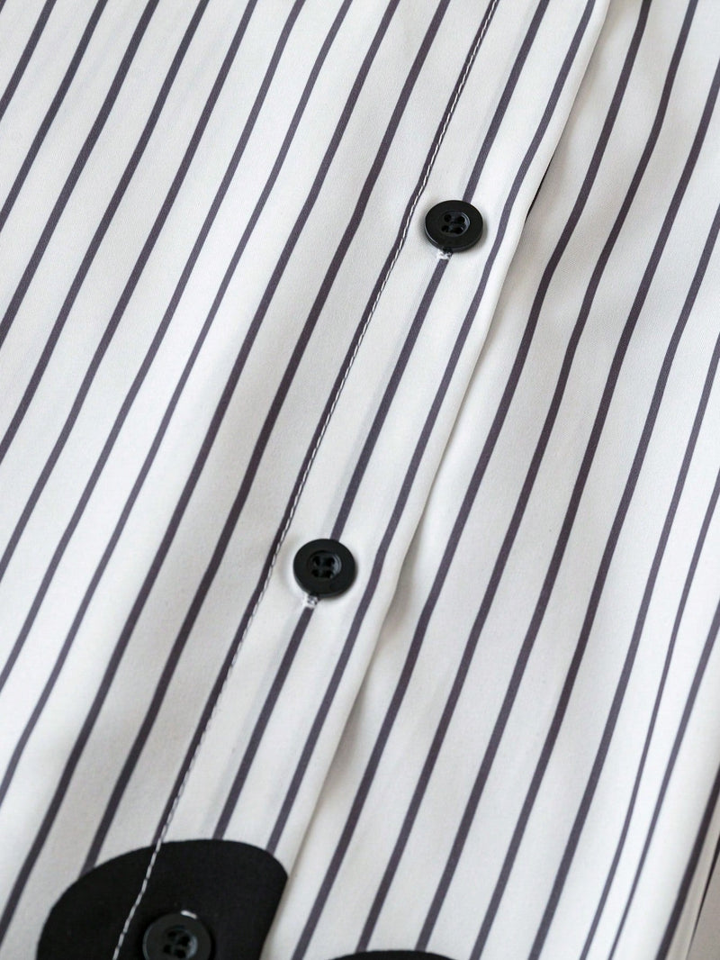 Camisa Listrada Com Flores