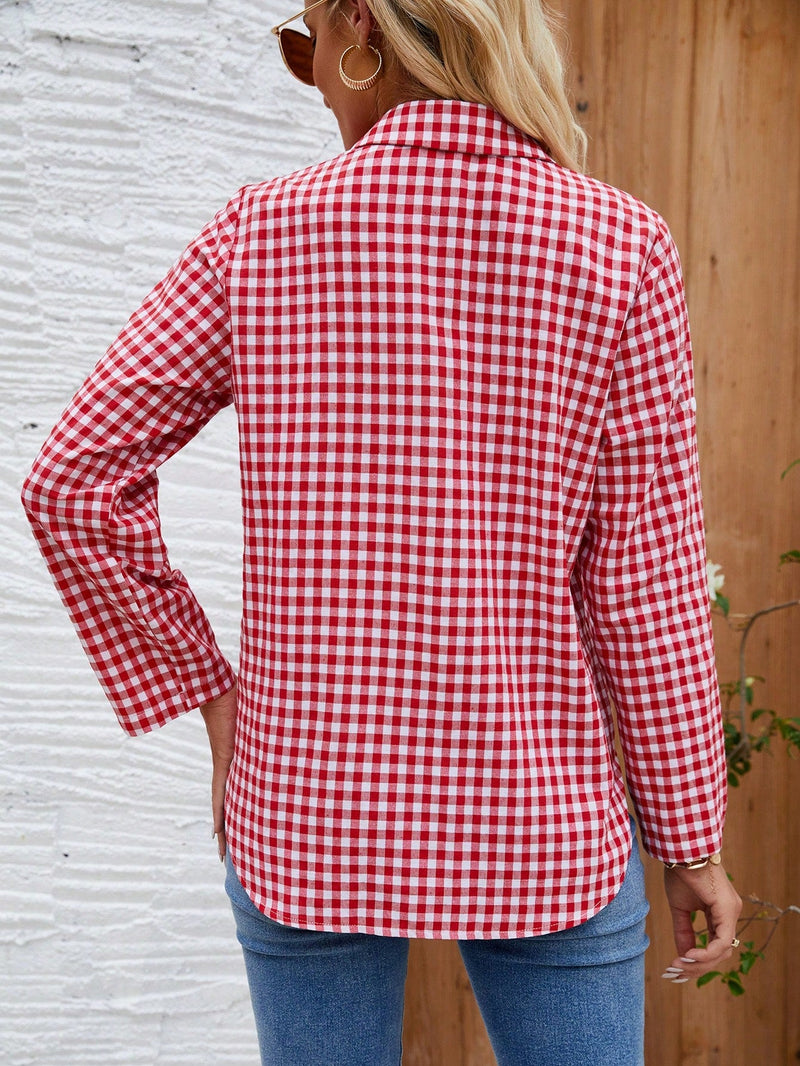 Camisa Xadrez Manga Curta Cereja