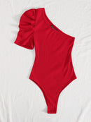 Body Um Ombro com Manga Bufante