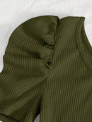 Body Um Ombro com Manga Bufante