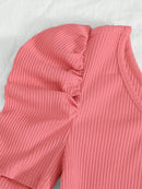 Body Um Ombro com Manga Bufante