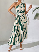 Vestido Longo Plissado Assimétrico