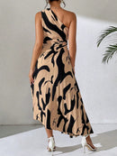 Vestido Longo Plissado Assimétrico