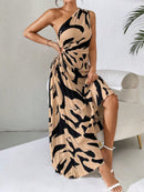 Vestido Longo Plissado Assimétrico