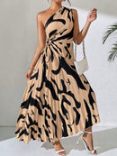 Vestido Longo Plissado Assimétrico