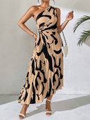 Vestido Longo Plissado Assimétrico