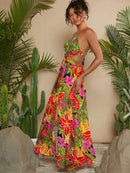 Vestido Paraíso Tropical Fenda Dupla
