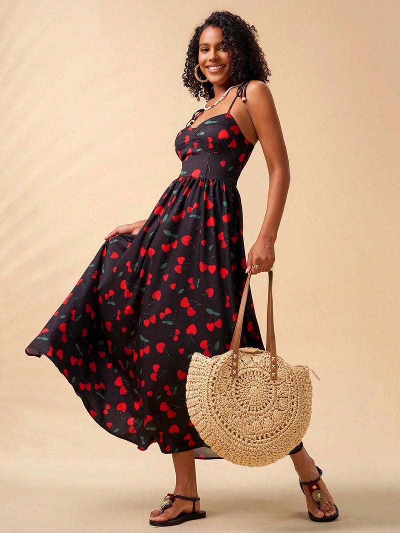 Vestido Vento De Cerejas Longo