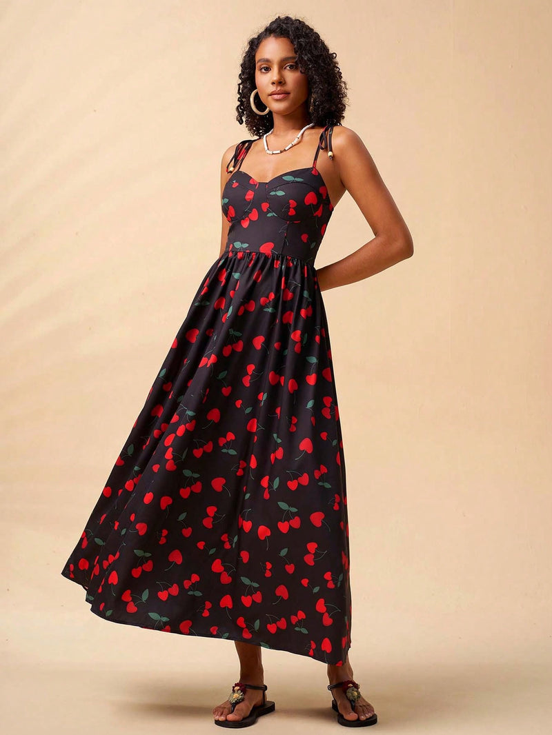 Vestido Vento De Cerejas Longo