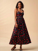 Vestido Vento De Cerejas Longo